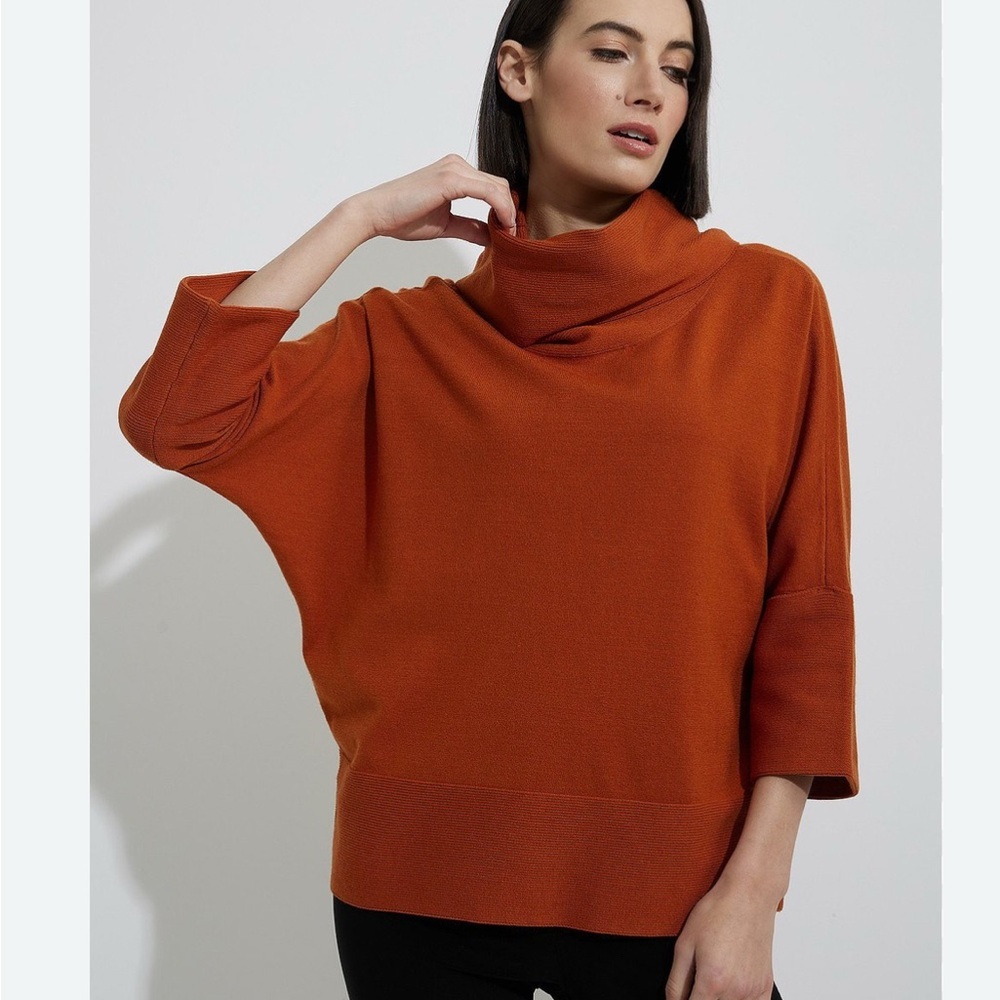 Joseph Ribkoff Burnt Orange Cowl Neck Sweater